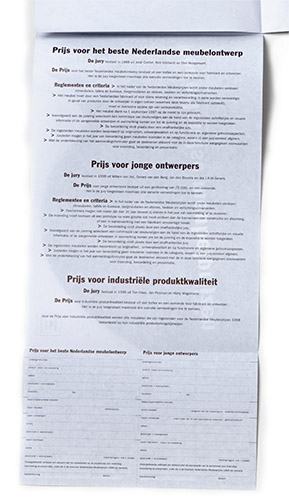 aanmelding in de vorm van een banderol voor Nederlandse meubelprijzen 1998